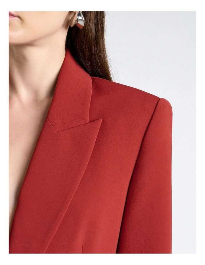 Acetate Blend Hourglass Blazer in Brown image 3