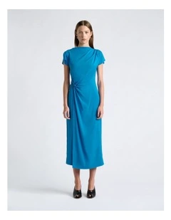 Stretch Viscose Twist Midi Dress
