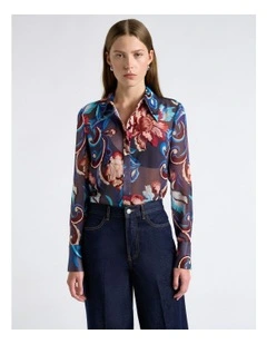 Grey Wildflower Melody Georgette Shirt