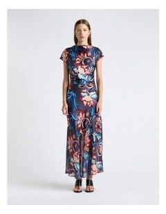 Grey Wildflower Melody Draped Midi Dress