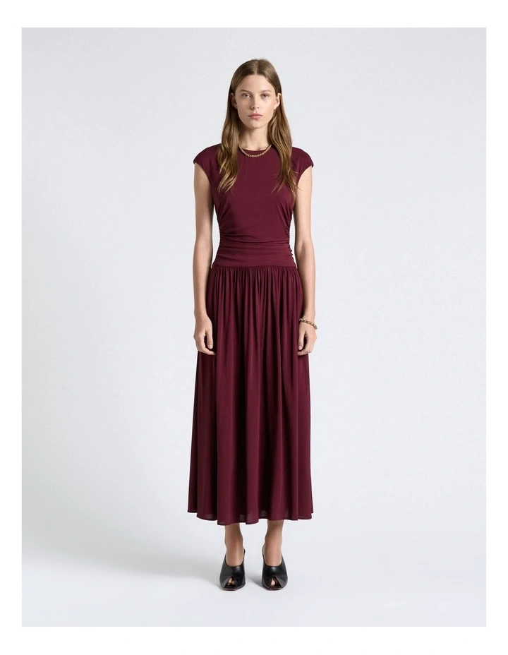 Stretch Viscose Gathered Midi Dress image 1