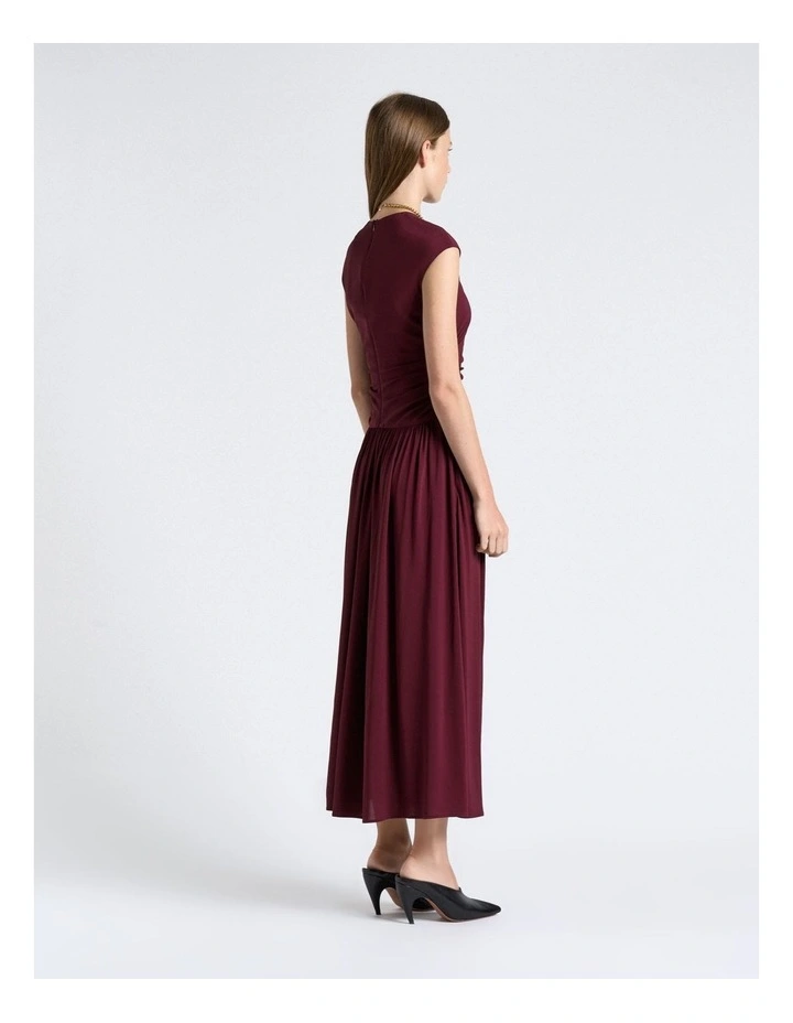 Stretch Viscose Gathered Midi Dress image 2