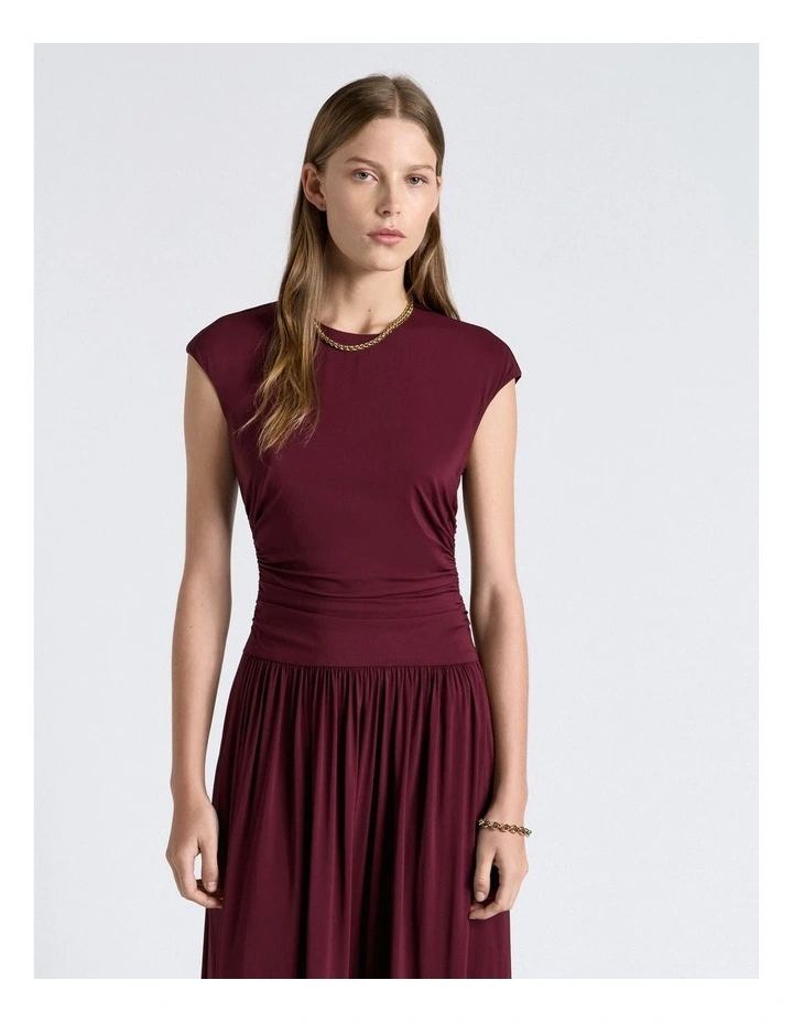 Stretch Viscose Gathered Midi Dress image 3