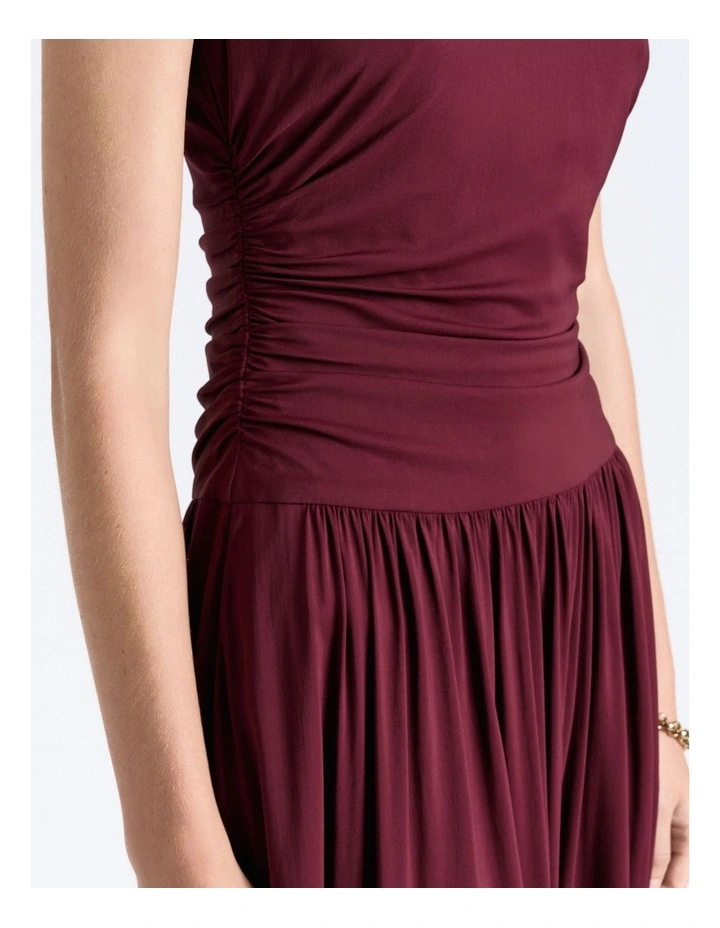 Stretch Viscose Gathered Midi Dress image 4