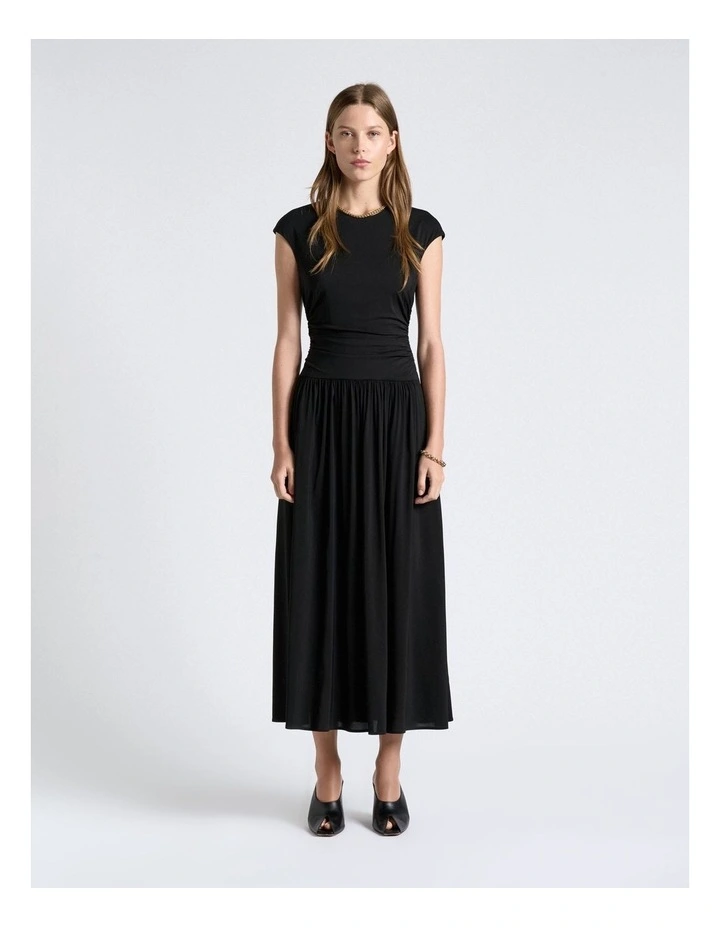 Stretch Viscose Gathered Midi Dress image 1
