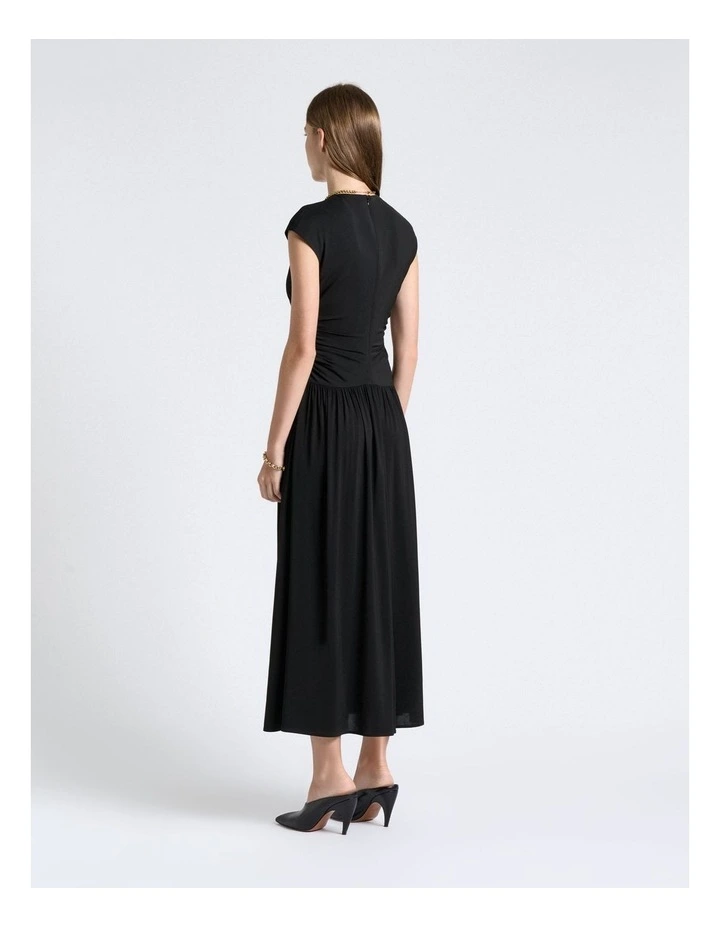 Stretch Viscose Gathered Midi Dress image 2