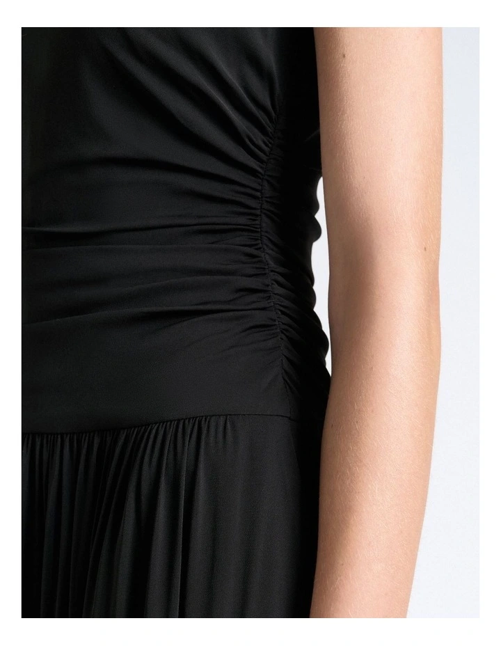 Stretch Viscose Gathered Midi Dress image 4