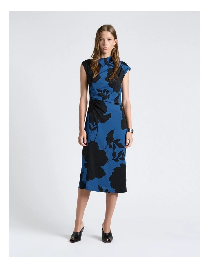 Stencil Rose Draped Neck Midi Dress image 1