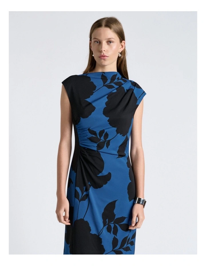 Stencil Rose Draped Neck Midi Dress image 3