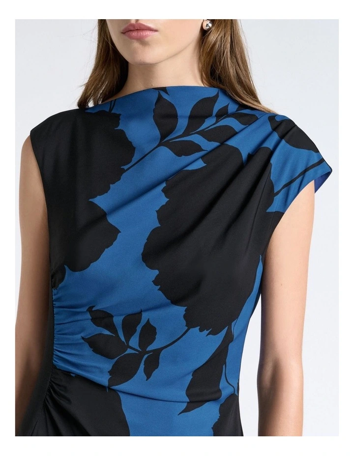 Stencil Rose Draped Neck Midi Dress image 4