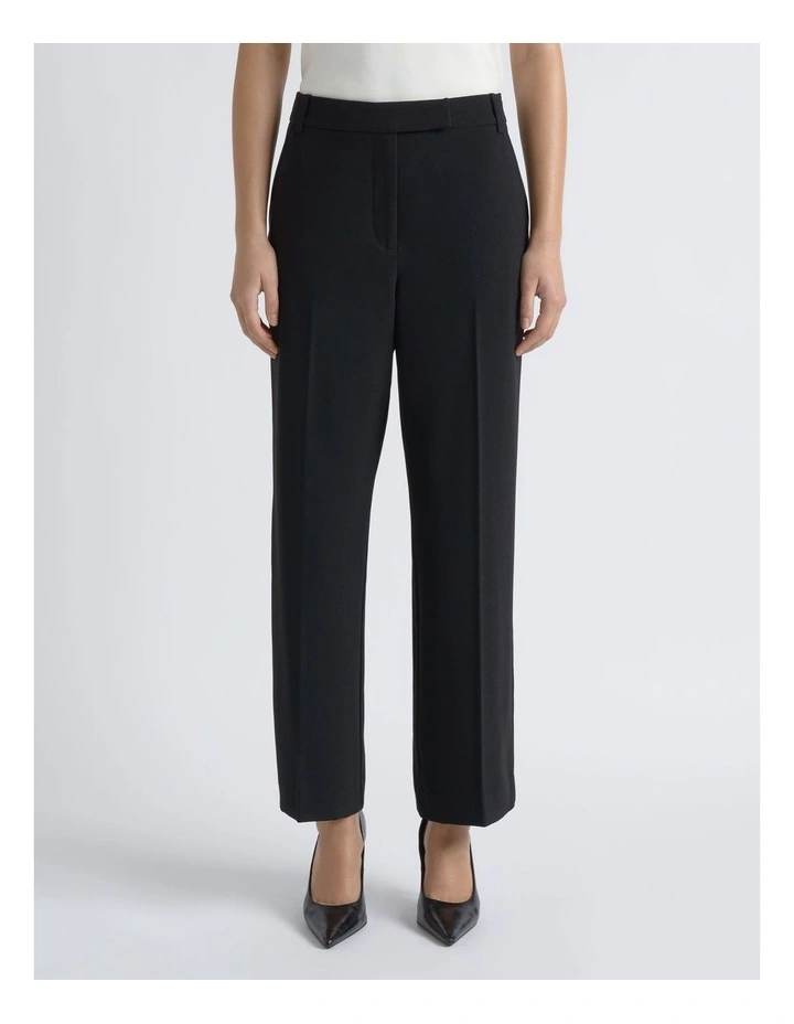 Crepe Straight Leg Pant in Black image 1
