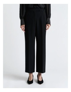 Crepe Straight Leg Pant in Black