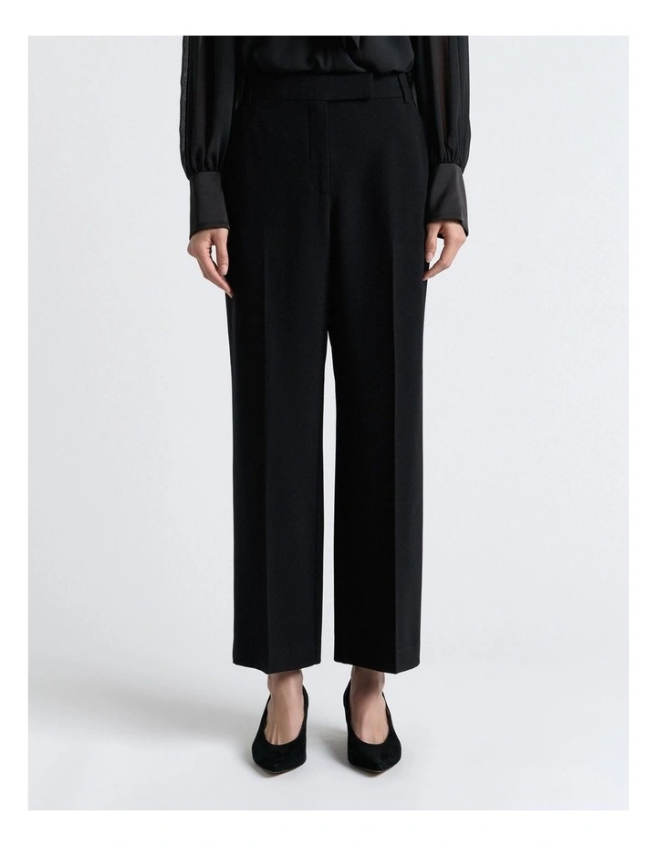 Crepe Straight Leg Pant in Black image 1