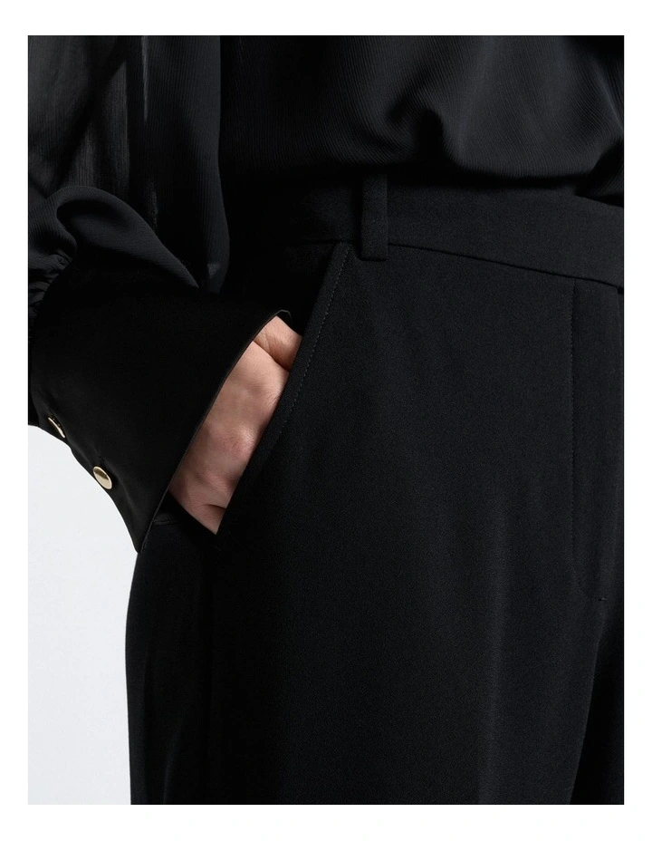 Crepe Straight Leg Pant in Black image 3