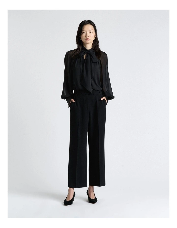 Crepe Straight Leg Pant in Black image 4