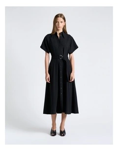 Crepe Midi Shirt Dress