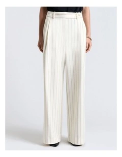 Cream Pinstripe Wide Leg Pant
