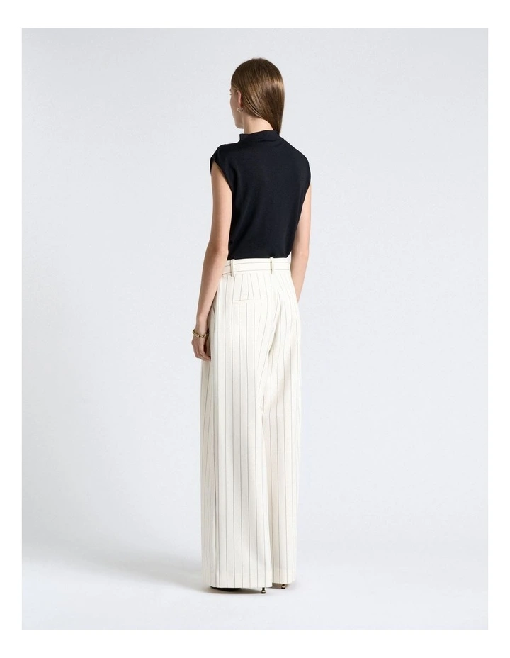 Cream Pinstripe Wide Leg Pant image 2