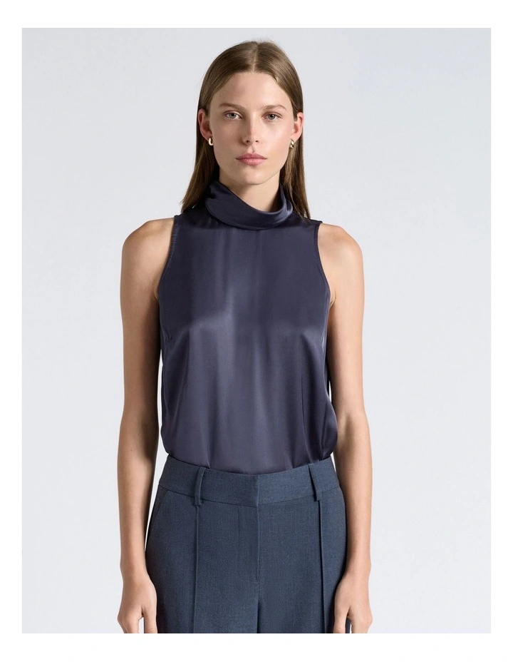 Steel Satin Funnel Neck Top image 1