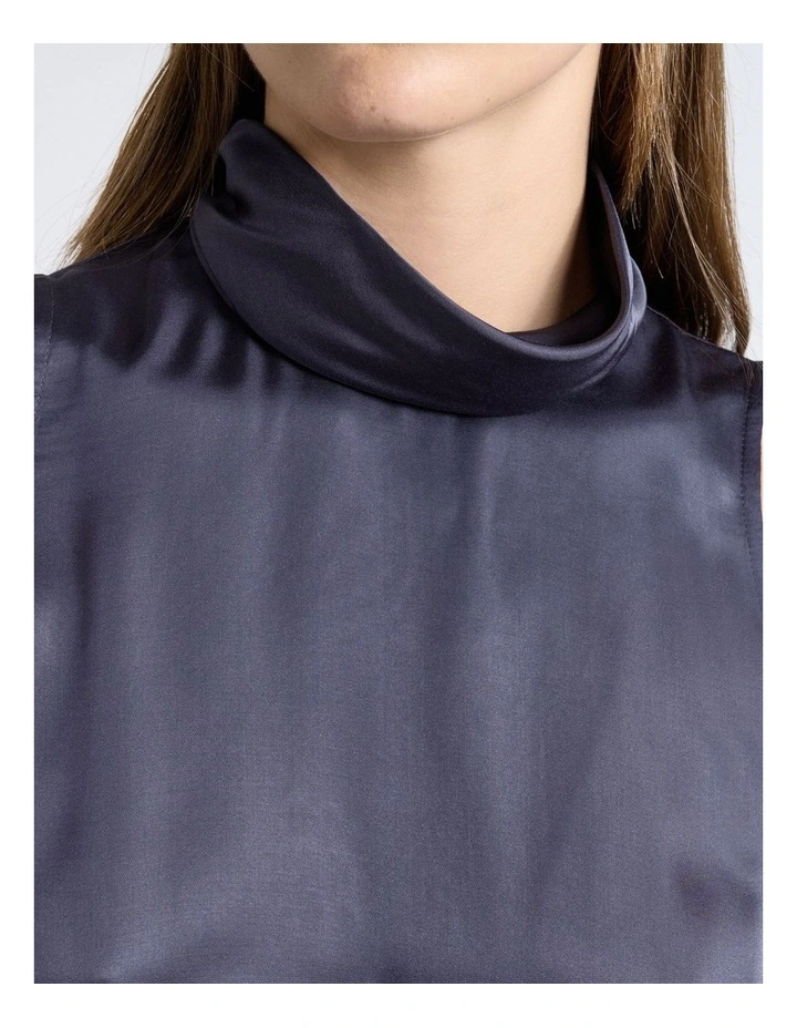 Steel Satin Funnel Neck Top image 3