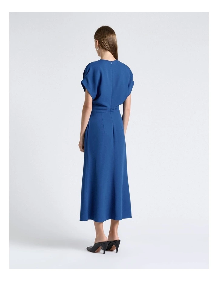 Blue Stretch Crepe Midi Dress image 2