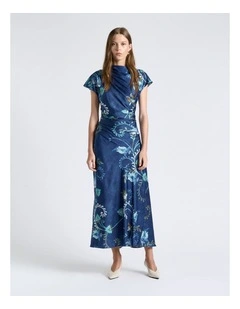 Rococo Bloom Draped Midi Dress