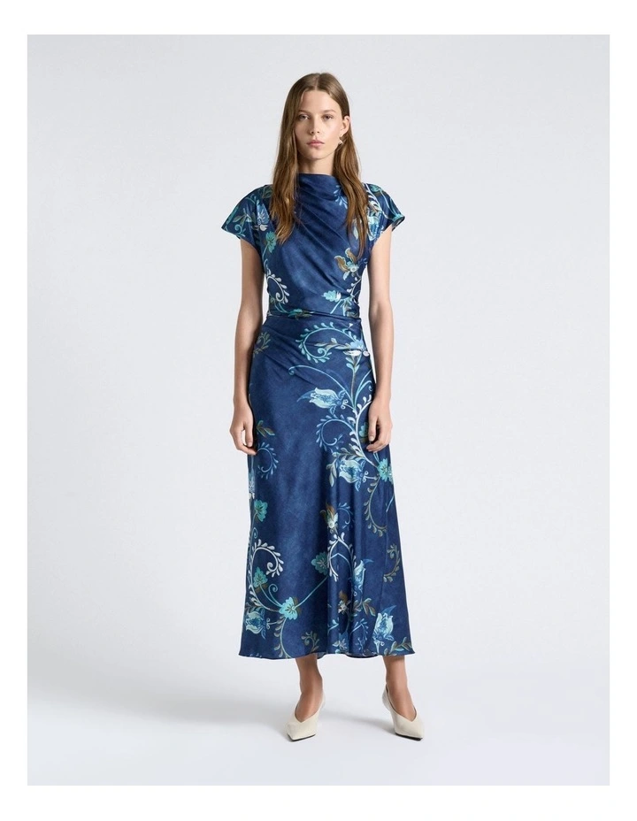 Rococo Bloom Draped Midi Dress image 1