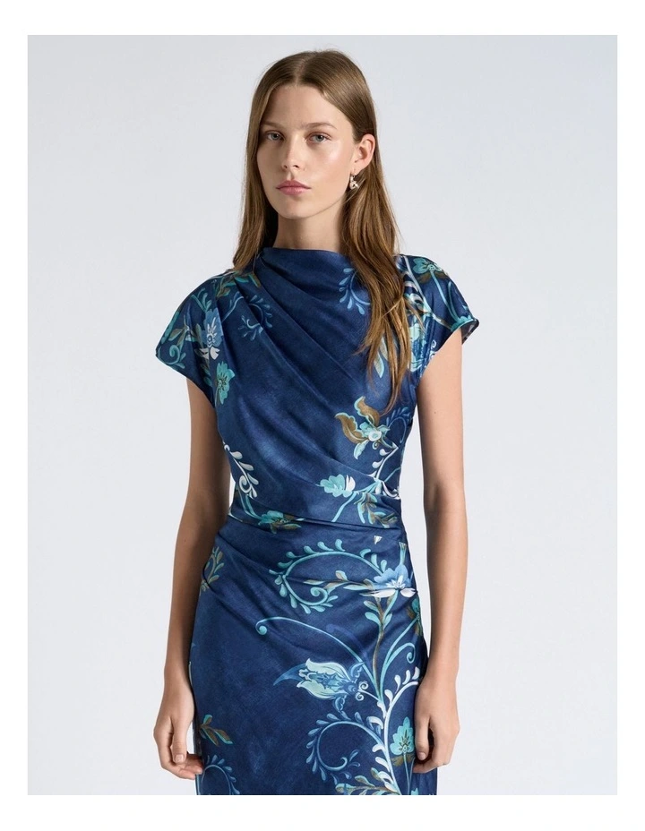 Rococo Bloom Draped Midi Dress image 3