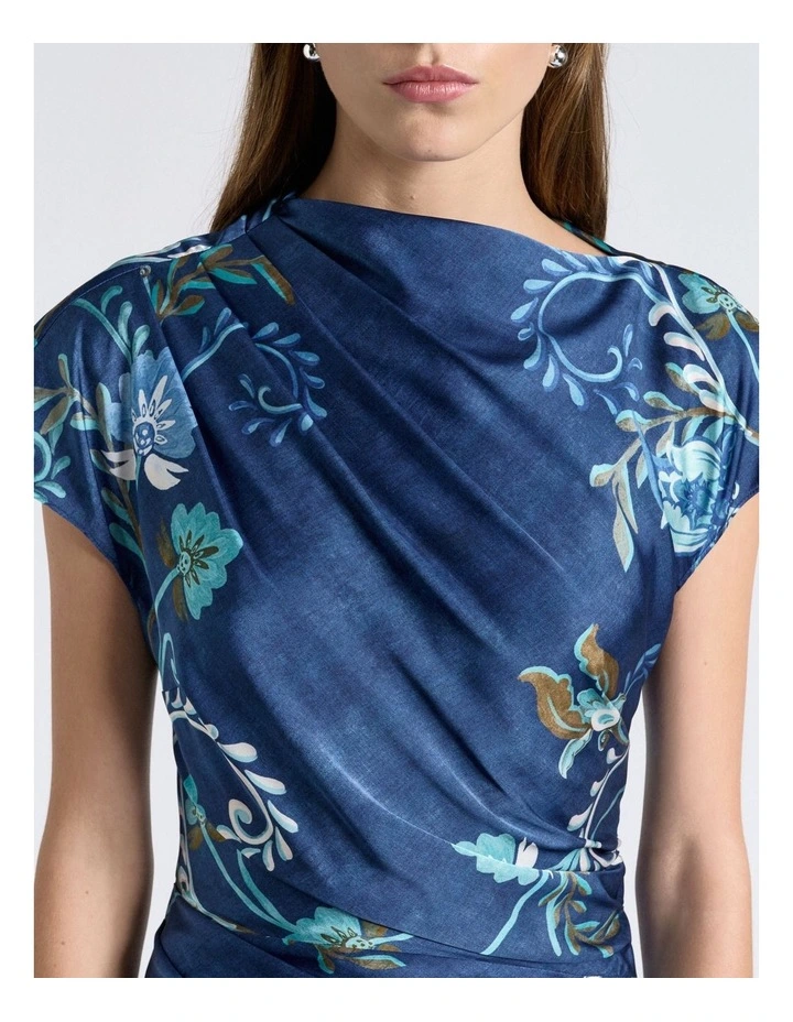 Rococo Bloom Draped Midi Dress image 4