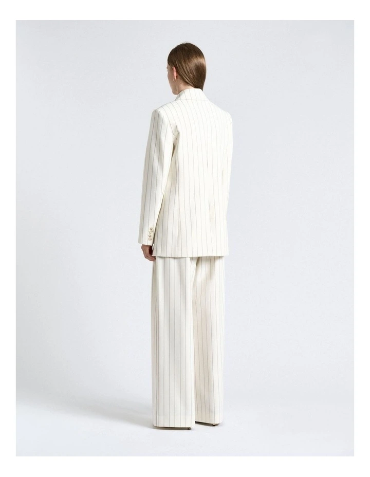Cream Pinstripe Double Breasted Blazer image 2