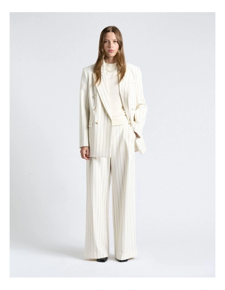 Cream Pinstripe Double Breasted Blazer image 5