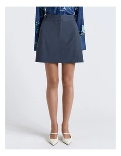 Grey Melange Suiting Mini Skirt