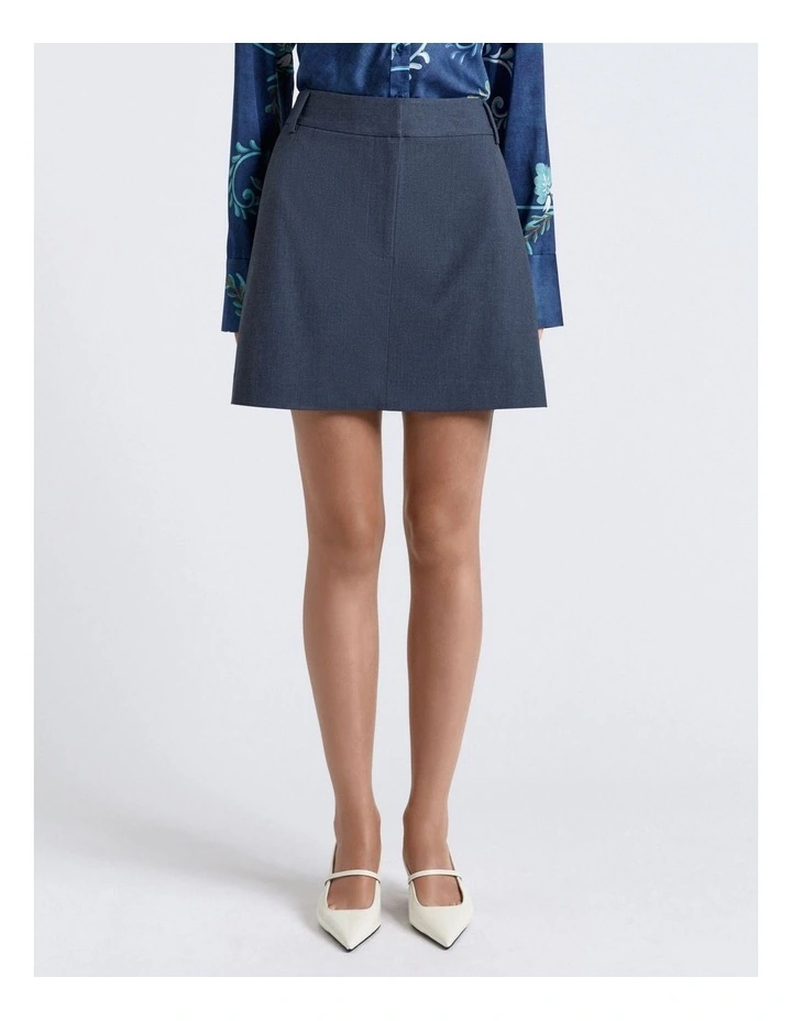 Grey Melange Suiting Mini Skirt image 1