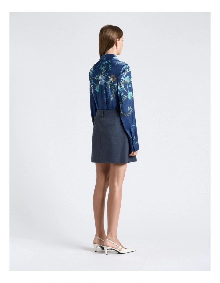 Grey Melange Suiting Mini Skirt image 2