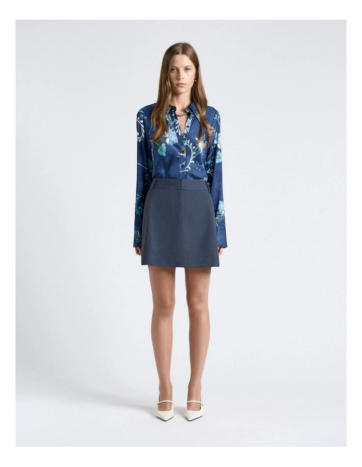 Grey Melange Suiting Mini Skirt image 3