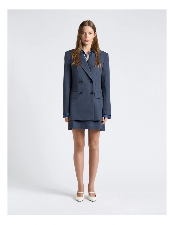 Grey Melange Suiting Mini Skirt image 4