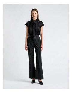 Pinstripe Satin Wide Tie in Black
