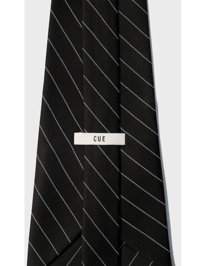 Pinstripe Satin Wide Tie in Black image 5