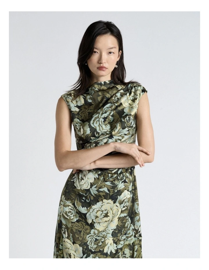 Olympia Floral Midi Dress in Multi image 3