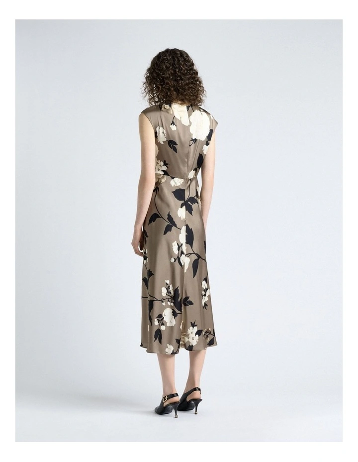 Peony Draped Midi Dress in Grey image 2