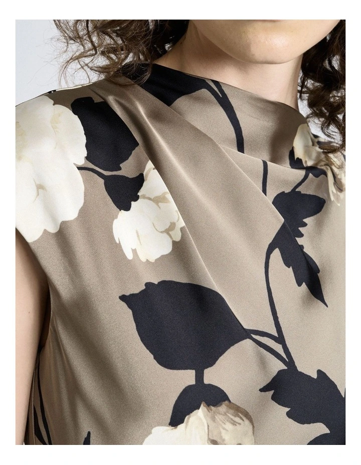 Peony Draped Midi Dress in Grey image 4