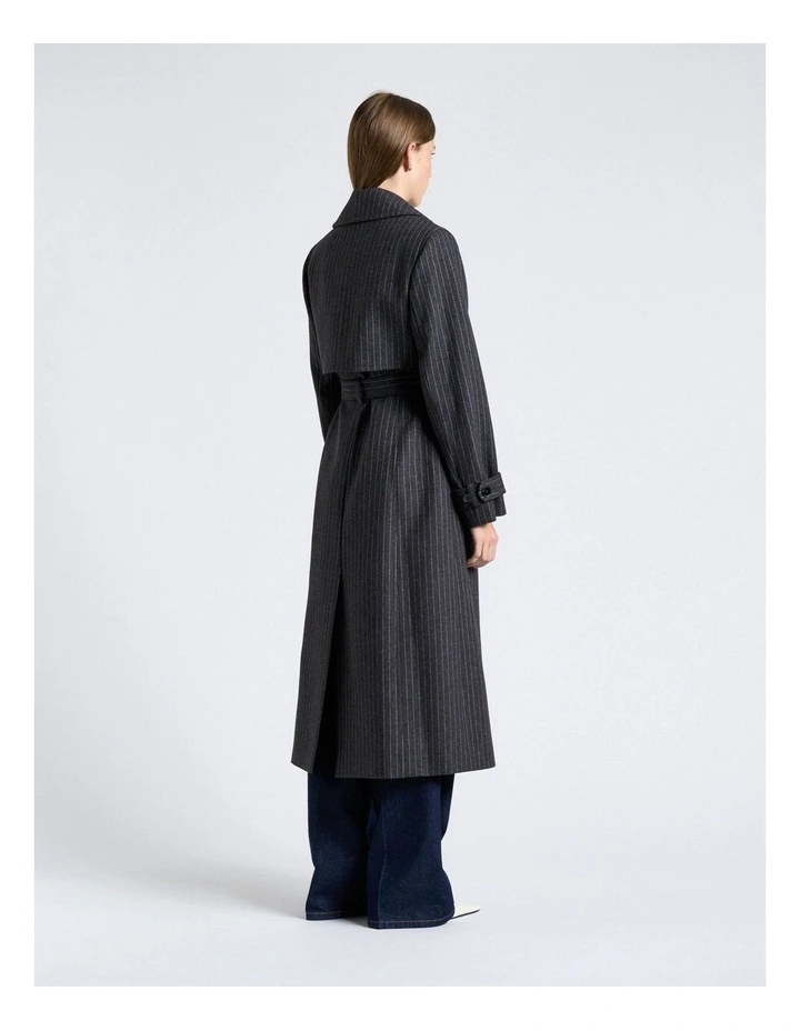 Wool Blend Pinstripe Trench Coat image 2