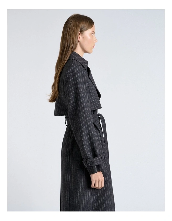 Wool Blend Pinstripe Trench Coat image 4