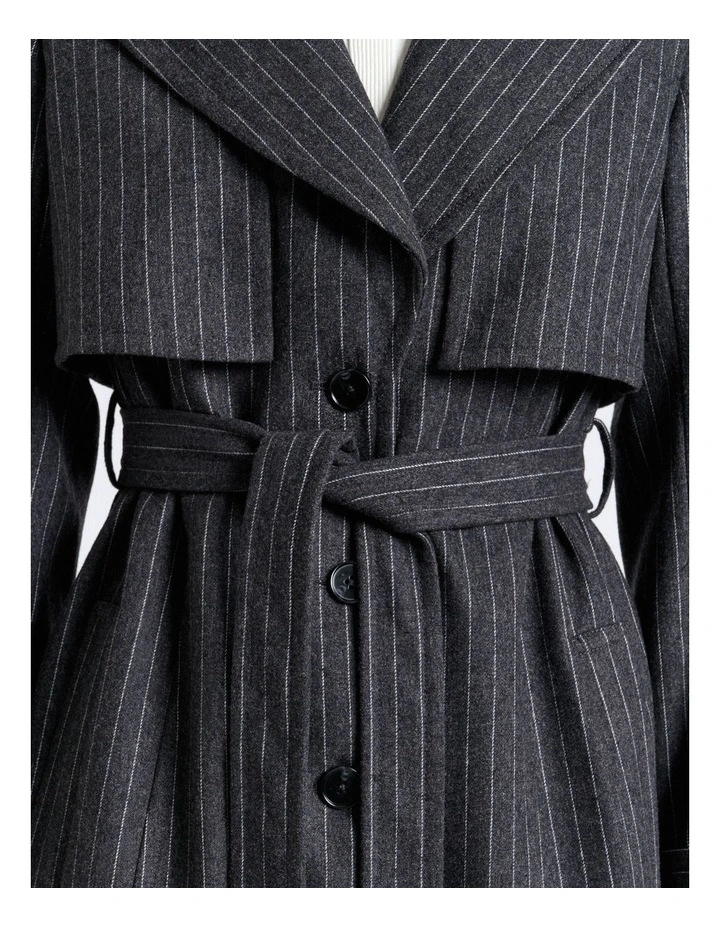 Wool Blend Pinstripe Trench Coat image 5