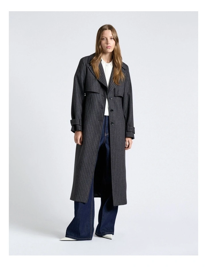 Wool Blend Pinstripe Trench Coat image 6