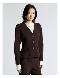 Coffee Double Weave Jacket in Brown