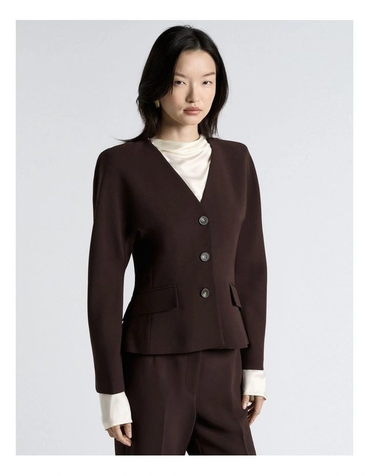 Coffee Double Weave Jacket in Brown image 1