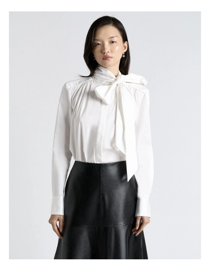 Stretch Cotton Blouse in White image 1