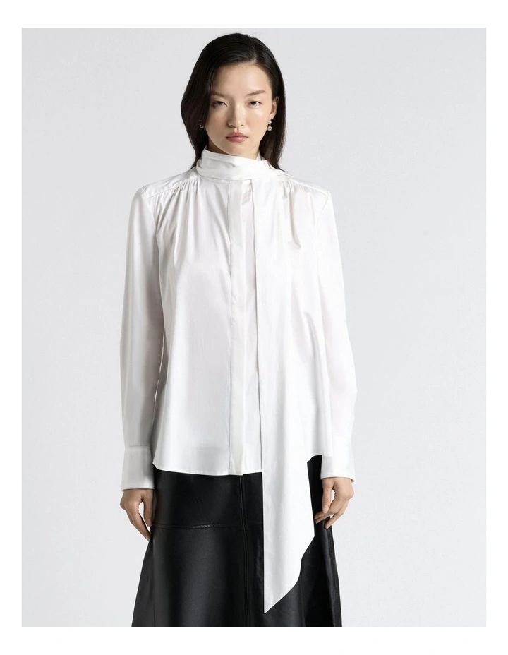 Stretch Cotton Blouse in White image 6