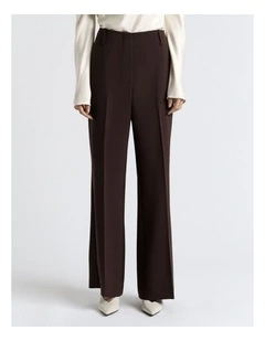 Coffee Double Weave Flared Leg Pant in Brown